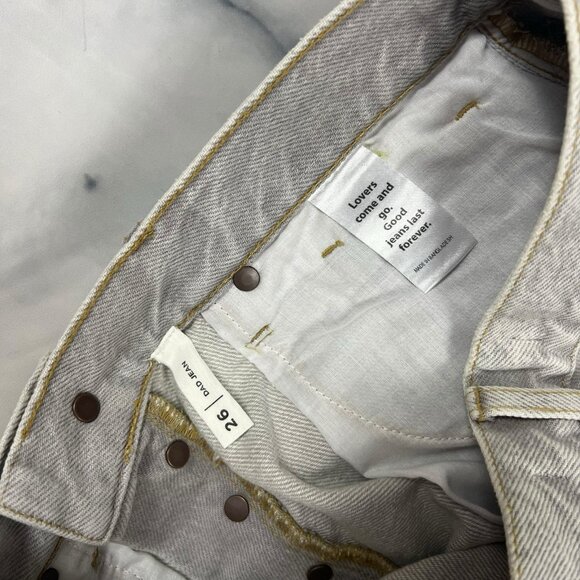 Pacsun Eco Gray Ripped Dad Jeans Size 26 Button Fly High Rise Baggy Slouchy Fit - Picture 8 of 11